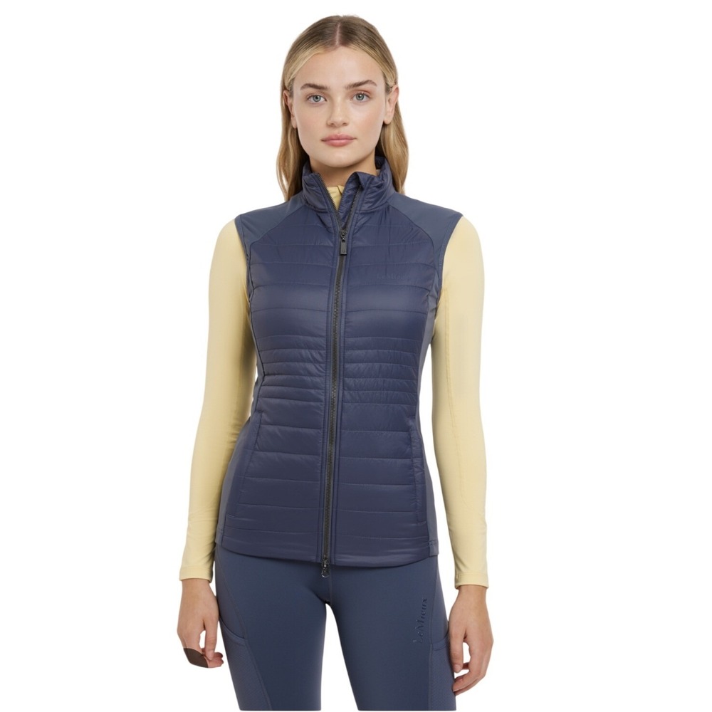 LeMieux Juliette Vest Womens 4 Dusk Blue Hybrid Puffer Quilted Equestrian Gilet